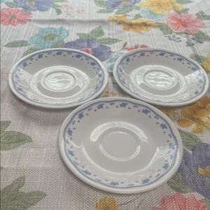 Set of 3 Corelle blue flowers saucers
